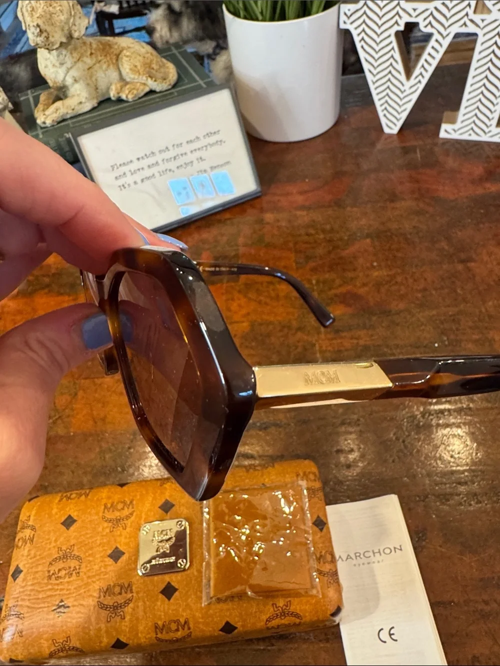 MCM Tortoiseshell Geometric Frame Sunglasses - Brown